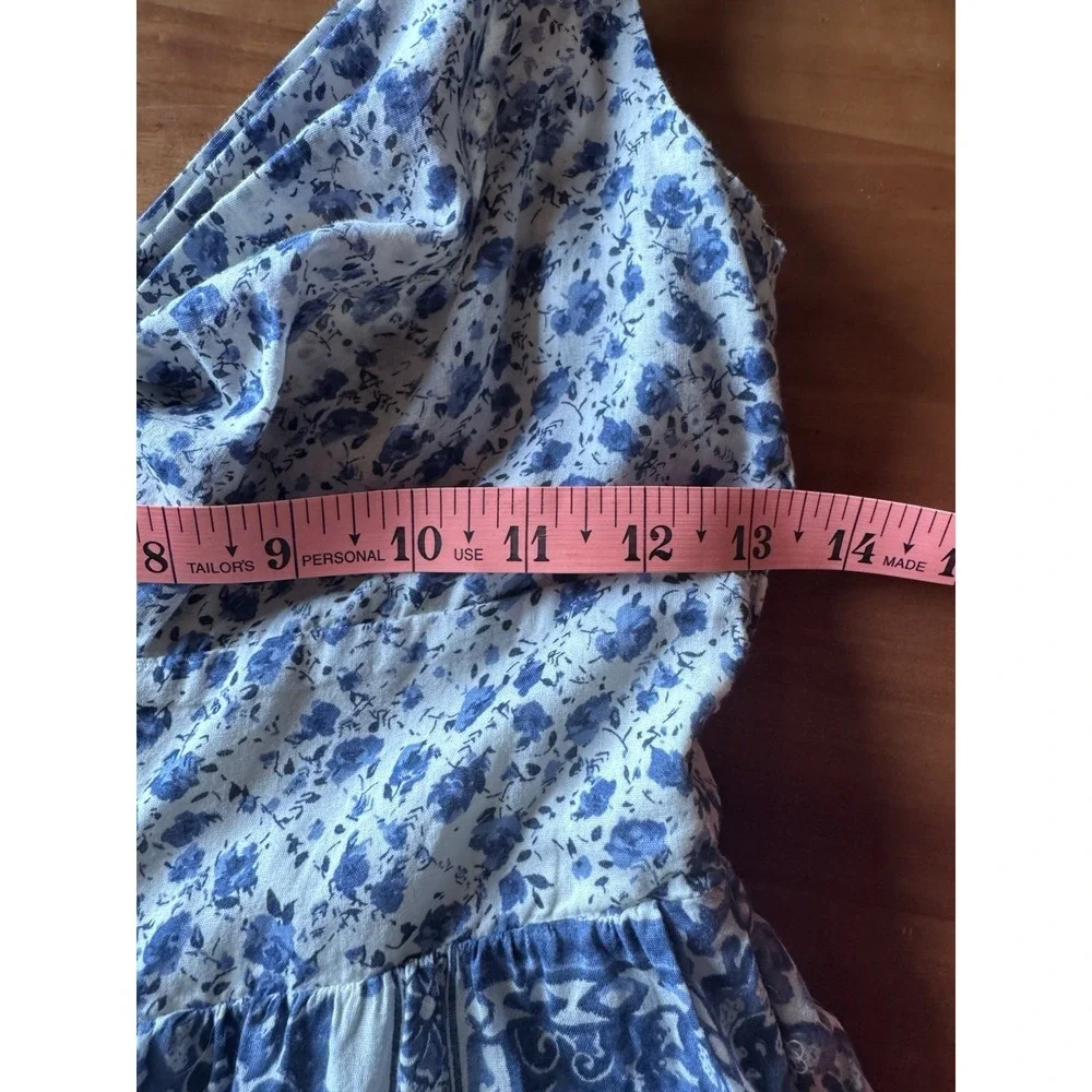 AbercrombieFitch Blue White Tiered Maxi Dress MediumTall Twist Front Cottagecore